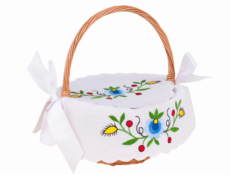 Duża serwetka do koszyczka wielkanocnego z haftem kaszubskim